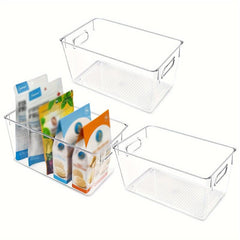 3Pcs Plastic Storage Bins With Handles BPA Desktop Cosmetics Finishing Basket