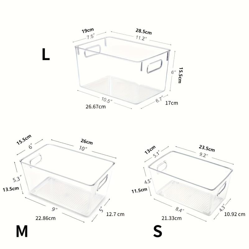 3Pcs Plastic Storage Bins With Handles BPA Desktop Cosmetics Finishing Basket