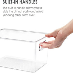 3Pcs Plastic Storage Bins With Handles BPA Desktop Cosmetics Finishing Basket
