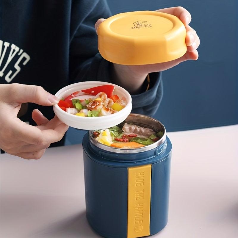 304 Stainless Steel Soup Cup Portable with Cutlery Compartment