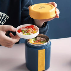 304 Stainless Steel Soup Cup Portable with Cutlery Compartment