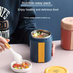 304 Stainless Steel Soup Cup Portable with Cutlery Compartment