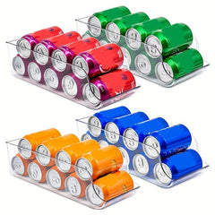 2pcs Clear Can Dispenser Storage Bins Organizer for Freezer Pantry
