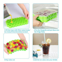 5pcs Silicone Honeycomb Ice Trays with Lids for Cocktails Flexible Home Kitchen