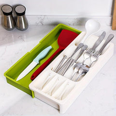 Retractable Cutlery Storage Box Drawer Organizer for Kitchen Drawers
