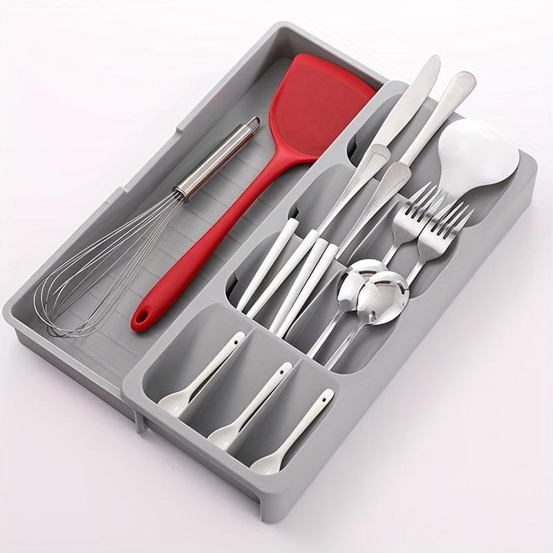 Retractable Cutlery Storage Box Drawer Organizer for Kitchen Drawers