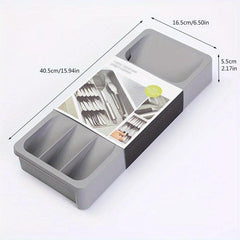 Retractable Cutlery Storage Box Drawer Organizer for Kitchen Drawers