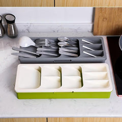 Retractable Cutlery Storage Box Drawer Organizer for Kitchen Drawers