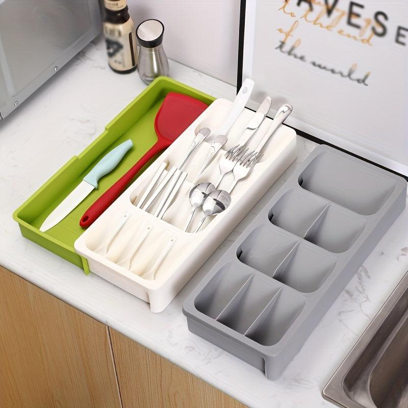 Retractable Cutlery Storage Box Drawer Organizer for Kitchen Drawers