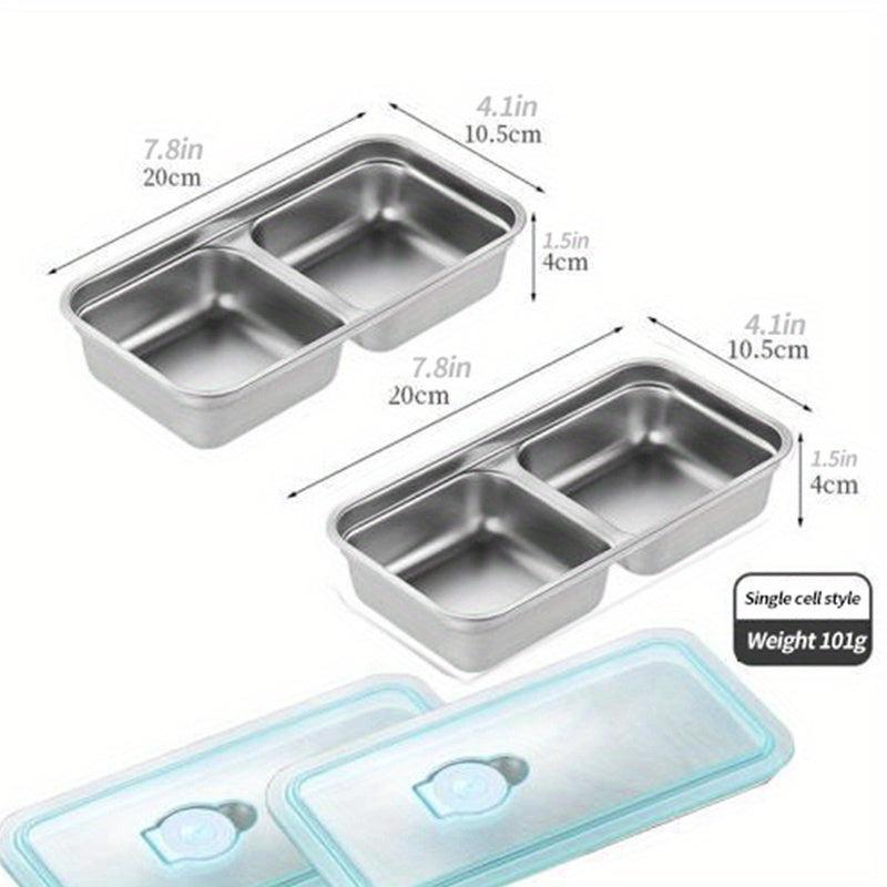 2pcs Stainless Steel Fresh Keeping Box Sealed Storage Boxes