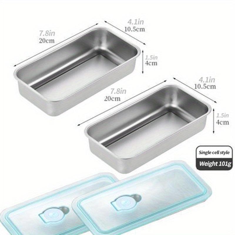 2pcs Stainless Steel Fresh Keeping Box Sealed Storage Boxes