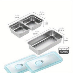 2pcs Stainless Steel Fresh Keeping Box Sealed Storage Boxes