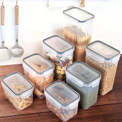 7pcs Kitchen Airtight Jar Set Clear Plastic Storage Box Moisture Sealed Fresh