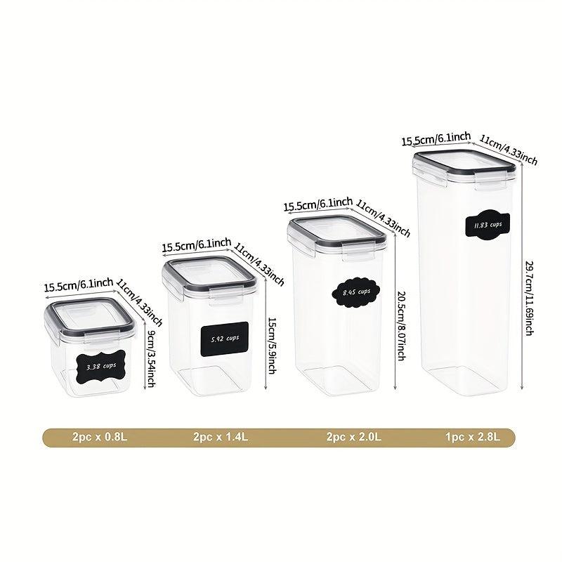 7pcs Kitchen Airtight Jar Set Clear Plastic Storage Box Moisture Sealed Fresh