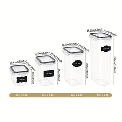 7pcs Kitchen Airtight Jar Set Clear Plastic Storage Box Moisture Sealed Fresh