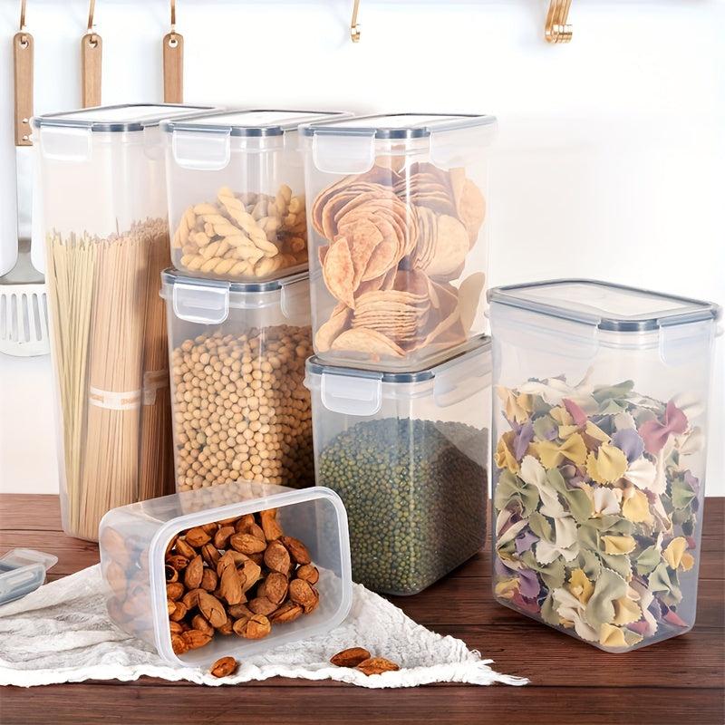 7pcs Kitchen Airtight Jar Set Clear Plastic Storage Box Moisture Sealed Fresh