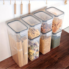 7pcs Kitchen Airtight Jar Set Clear Plastic Storage Box Moisture Sealed Fresh