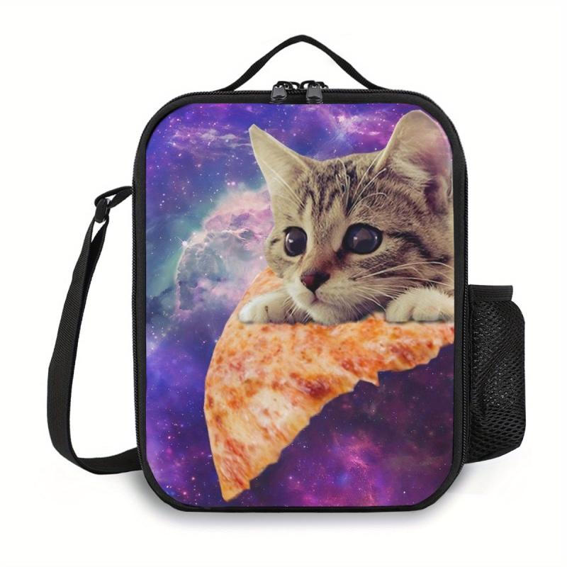 Pizza Cat Insulated Lunch Box African Girl Splash Colors Soccer Balls