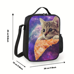 Pizza Cat Insulated Lunch Box African Girl Splash Colors Soccer Balls
