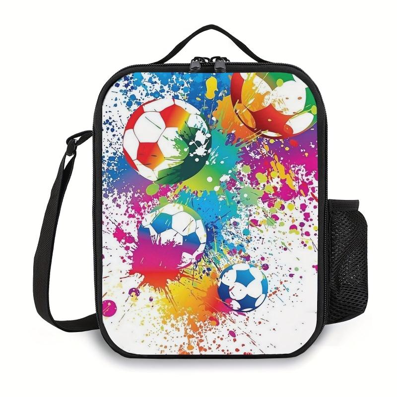 Pizza Cat Insulated Lunch Box African Girl Splash Colors Soccer Balls