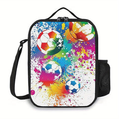 Pizza Cat Insulated Lunch Box African Girl Splash Colors Soccer Balls