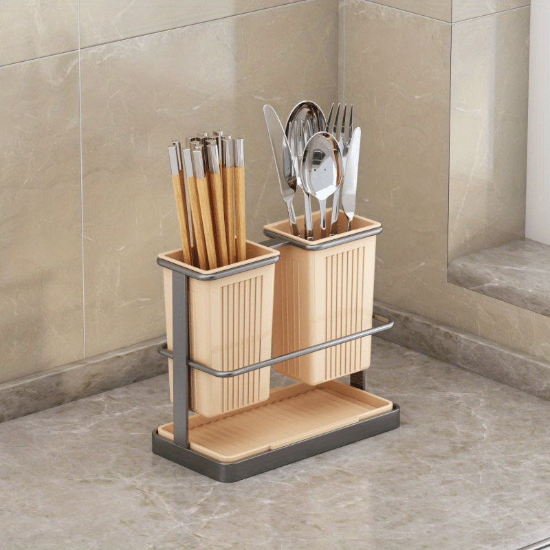 Wall-Mounted Chopstick Tube and Storage Rack Organizer