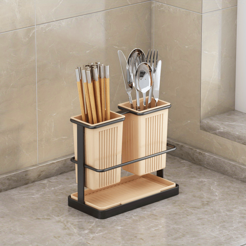 Wall-Mounted Chopstick Tube and Storage Rack Organizer