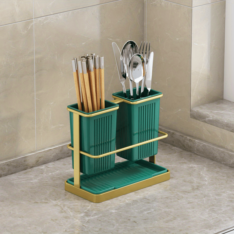 Wall-Mounted Chopstick Tube and Storage Rack Organizer