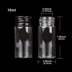 10pcs Glass Bottles Aluminium Caps Small Mini Glass Jars Round Flip Top Jar Spic