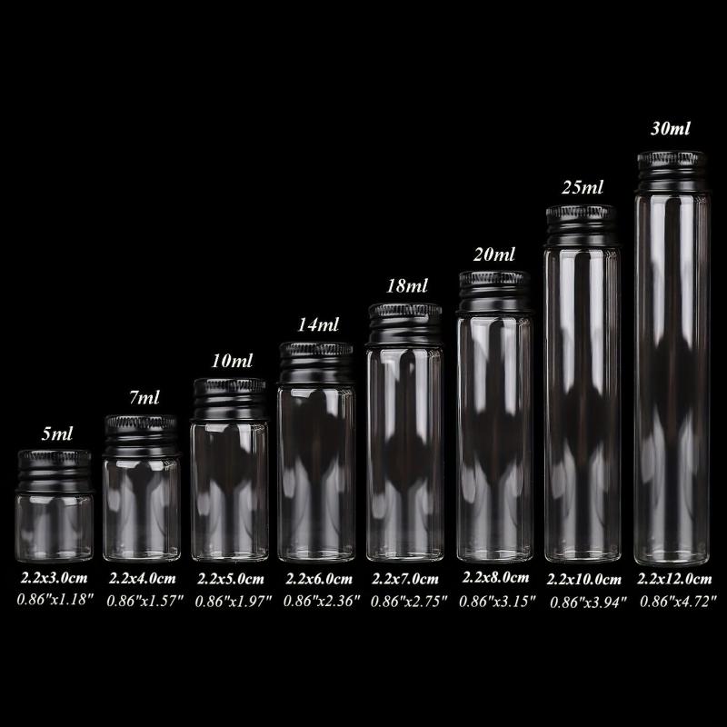 10pcs Glass Bottles Aluminium Caps Small Mini Glass Jars Round Flip Top Jar Spic