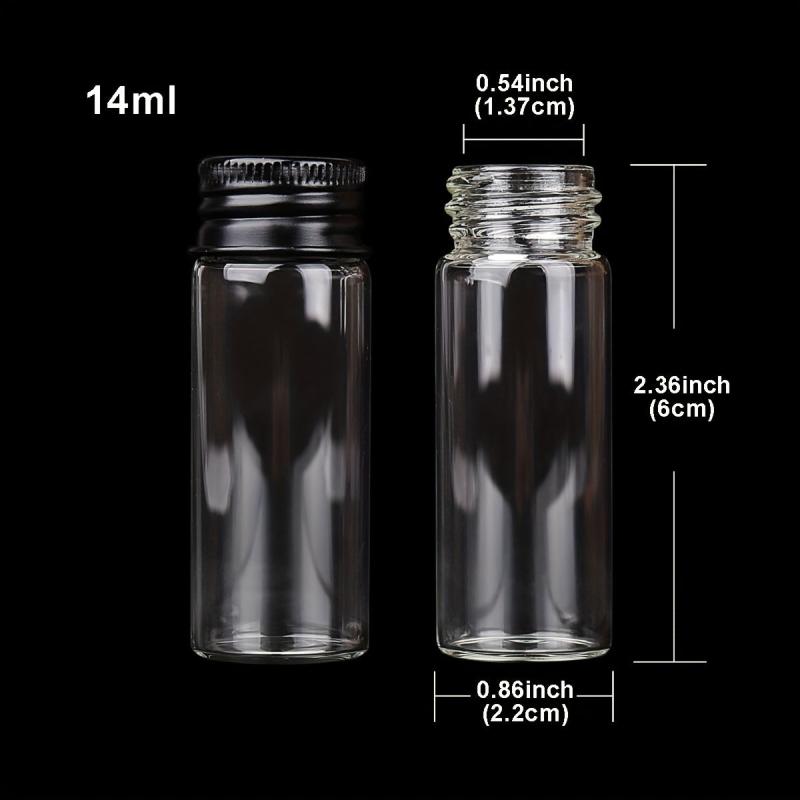 10pcs Glass Bottles Aluminium Caps Small Mini Glass Jars Round Flip Top Jar Spic
