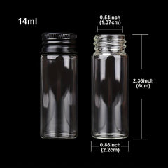10pcs Glass Bottles Aluminium Caps Small Mini Glass Jars Round Flip Top Jar Spic