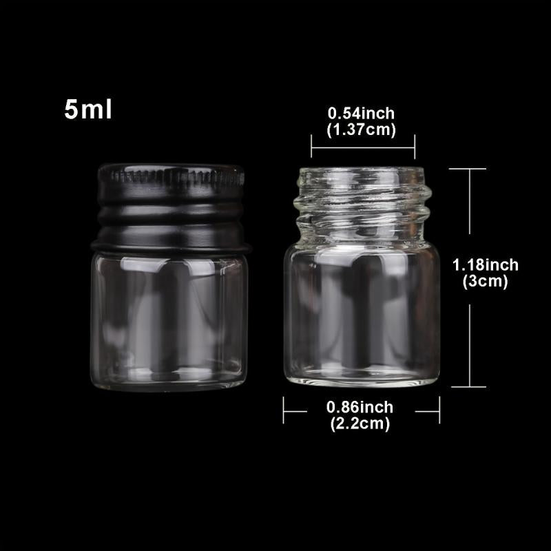 10pcs Glass Bottles Aluminium Caps Small Mini Glass Jars Round Flip Top Jar Spic