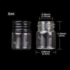 10pcs Glass Bottles Aluminium Caps Small Mini Glass Jars Round Flip Top Jar Spic