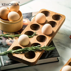 1pc Wooden Egg Storage Box Kitchen Organizer