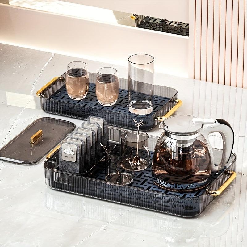 Square Plastic Serving Tray with Handles for Appetizers and Desserts