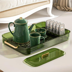 Square Plastic Serving Tray with Handles for Appetizers and Desserts