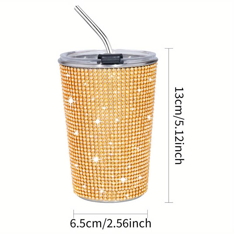 400ml Bling Cups Stainless Steel Coffee Cup With Straw