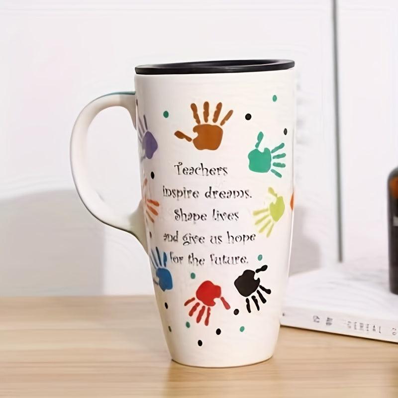 Large Ceramic Mug with Lid Couples Household Coffee Cup Summer Winter
