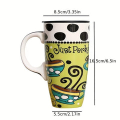 Large Ceramic Mug with Lid Couples Household Coffee Cup Summer Winter
