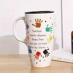 Large Ceramic Mug with Lid Couples Household Coffee Cup Summer Winter