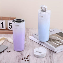 Striped Stainless Steel Coffee Cup Insulated Vacuum Sealed for Business