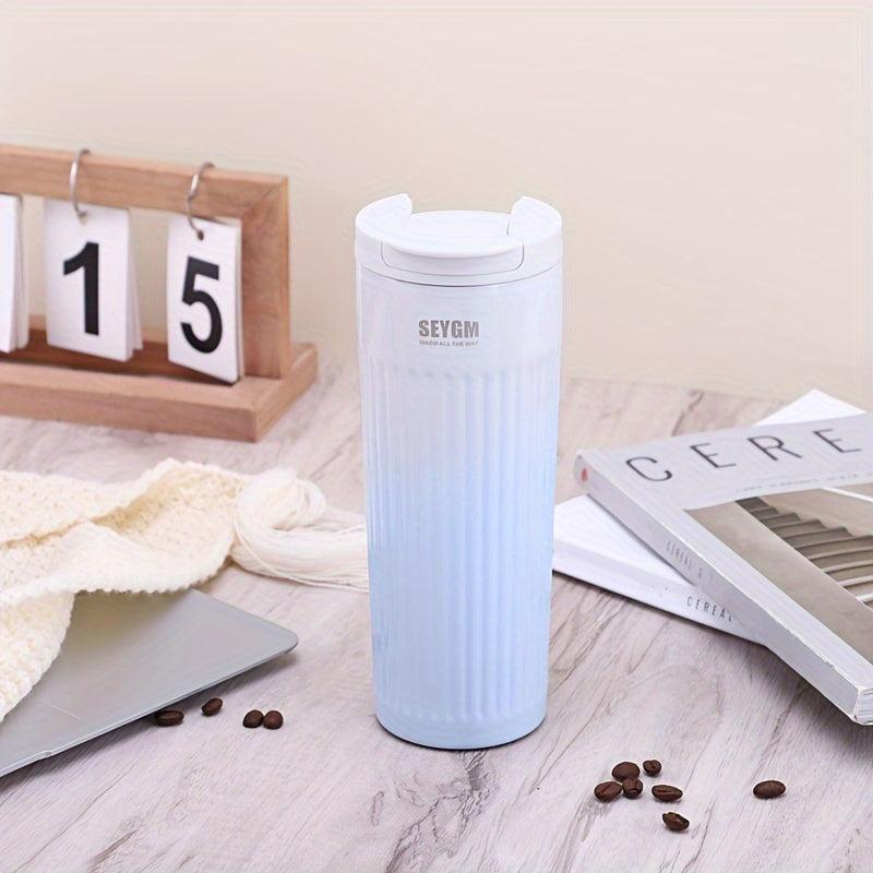 Striped Stainless Steel Coffee Cup Insulated Vacuum Sealed for Business