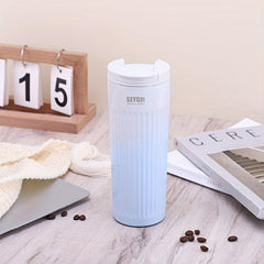 Striped Stainless Steel Coffee Cup Insulated Vacuum Sealed for Business