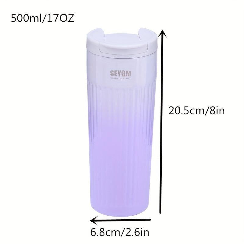 Striped Stainless Steel Coffee Cup Insulated Vacuum Sealed for Business