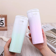 Striped Stainless Steel Coffee Cup Insulated Vacuum Sealed for Business