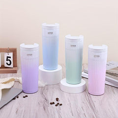 Striped Stainless Steel Coffee Cup Insulated Vacuum Sealed for Business