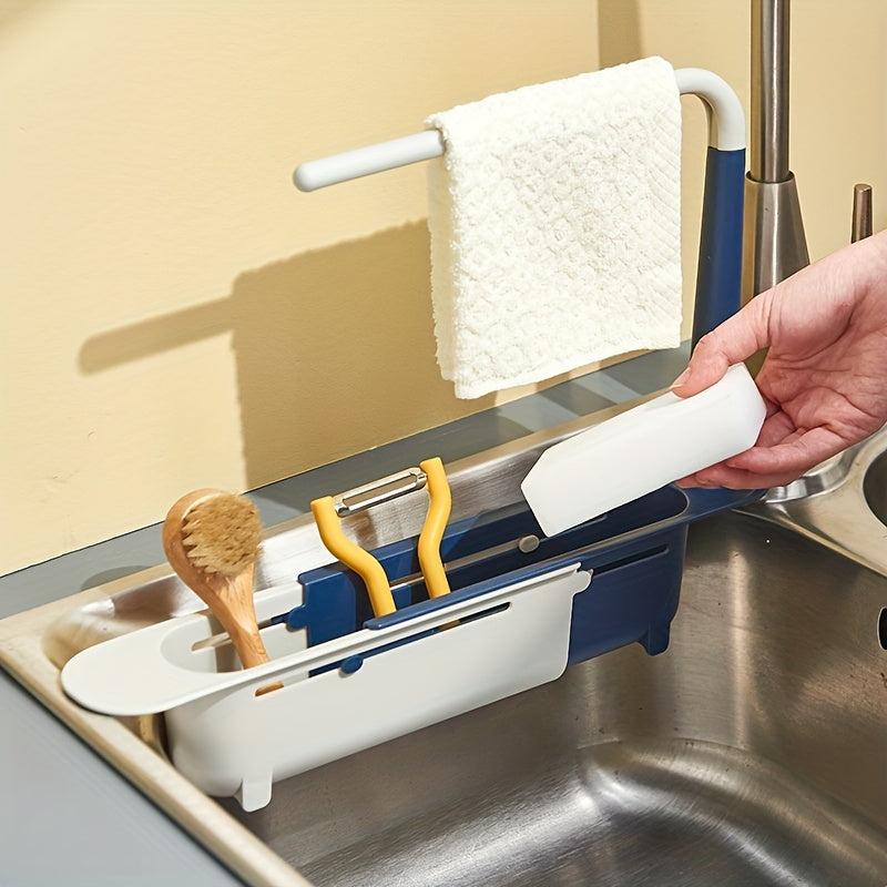 Retractable Drain Rack Punching Sink Storage Kitchen Organizer