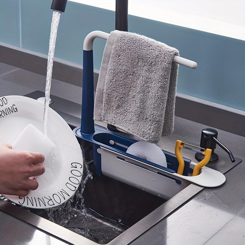 Retractable Drain Rack Punching Sink Storage Kitchen Organizer