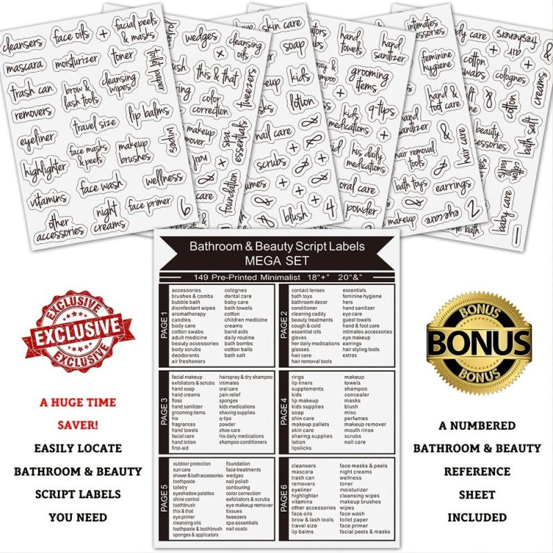 Bathroom Labels 149 Pcs Organization Stickers